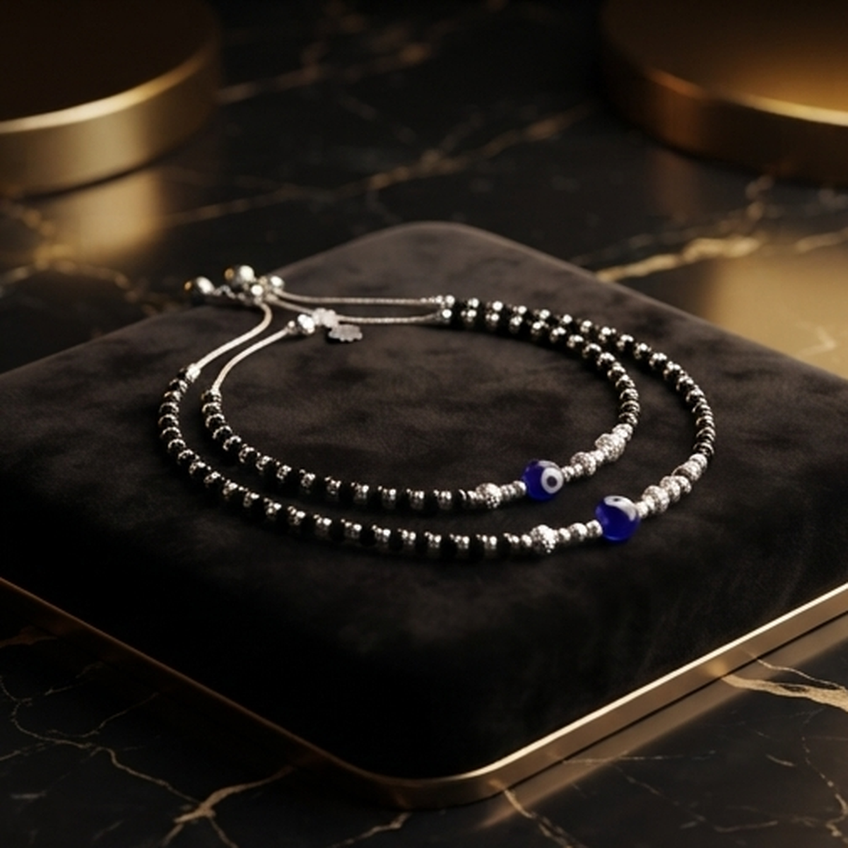 DIVYORO PROTECTION BLACK BEAD ANKLET