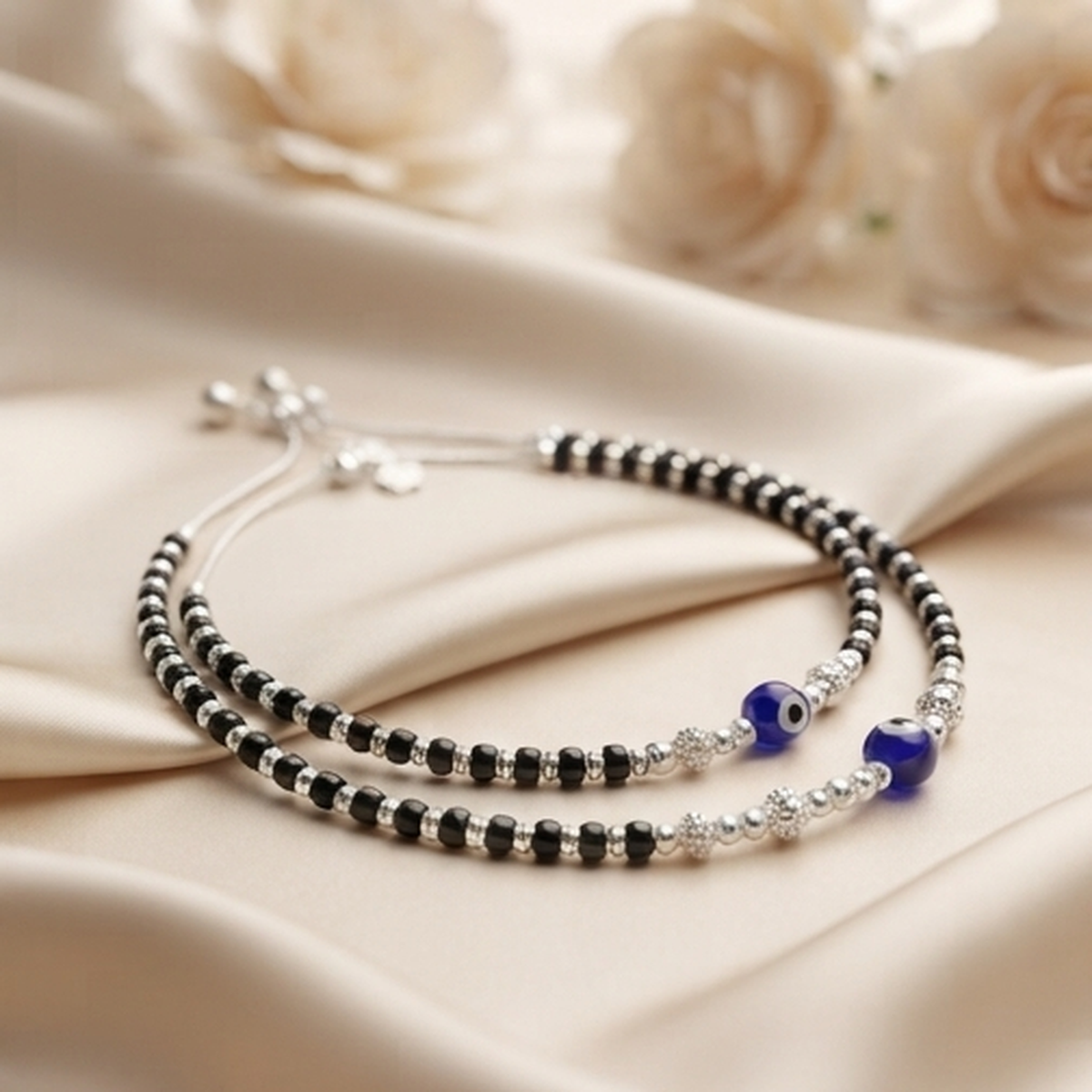 DIVYORO PROTECTION BLACK BEAD ANKLET