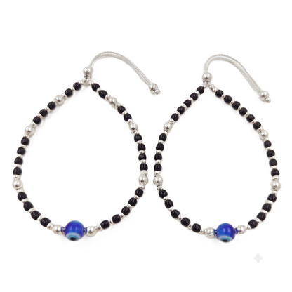 DIVYORO NAZARIYA BLUE EYE SILVER ANKLET