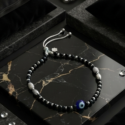 DIVYORO OBSIDIAN EYE SILVER ANKLET