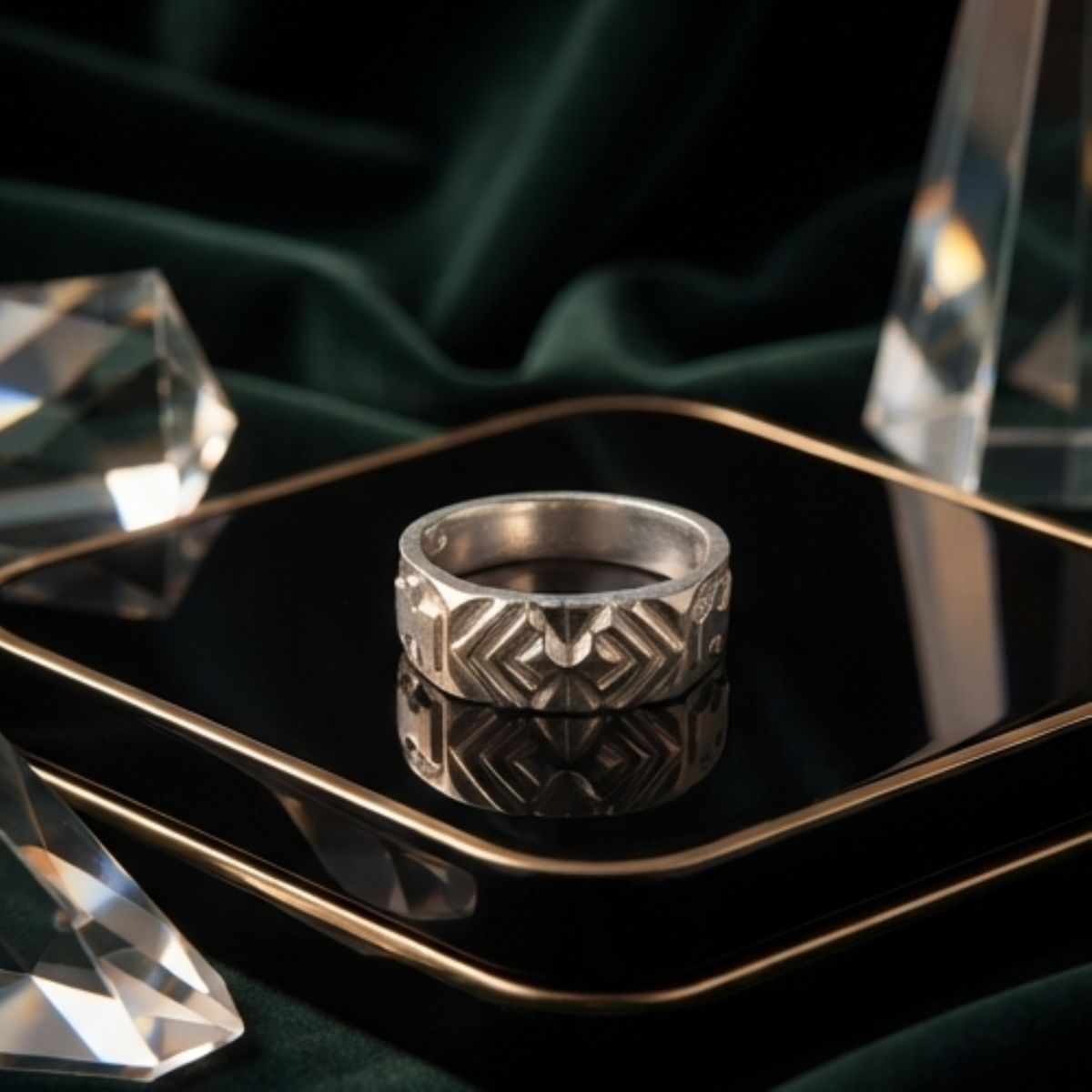 DIVYORO ANGULAR ETCHED RING