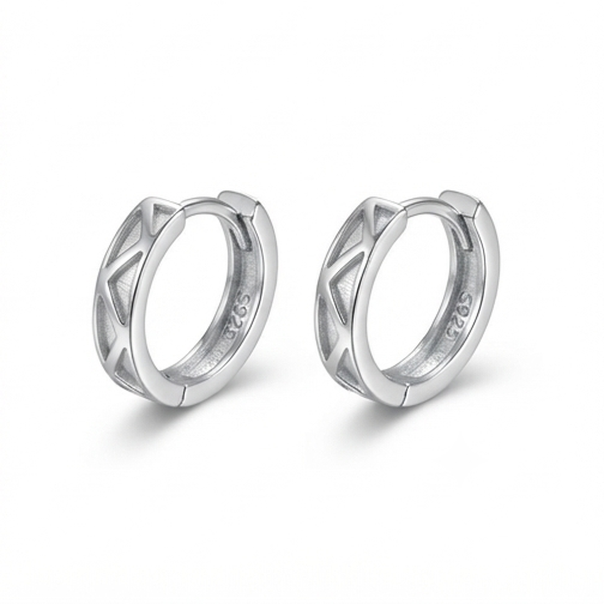 DIVYORO STERLING SILVER V PATTERN HOOPS EARRING
