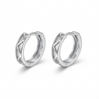 DIVYORO STERLING SILVER V PATTERN HOOPS EARRING