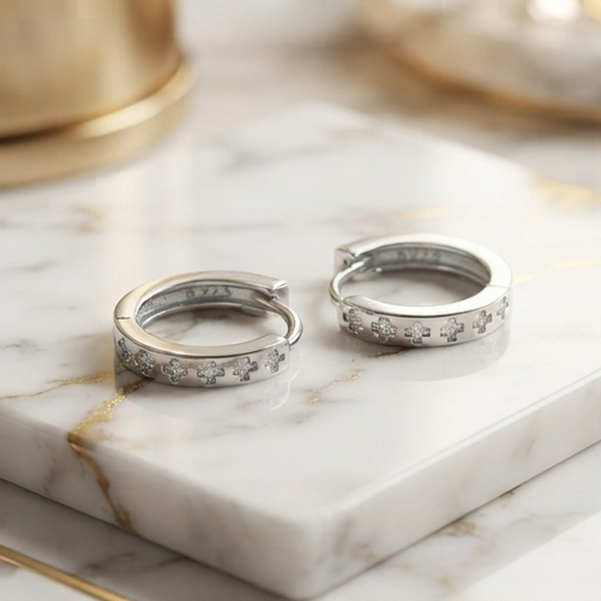 DIVYORO CROSS Etched Hoop Earring