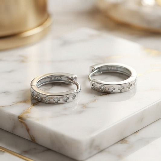 DIVYORO CROSS Etched Hoop Earring