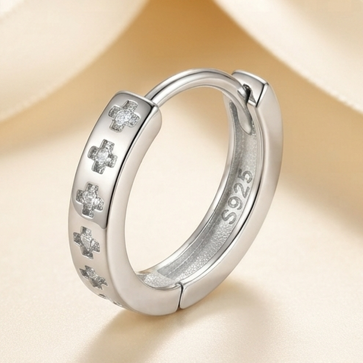 DIVYORO CROSS Etched Hoop Earring