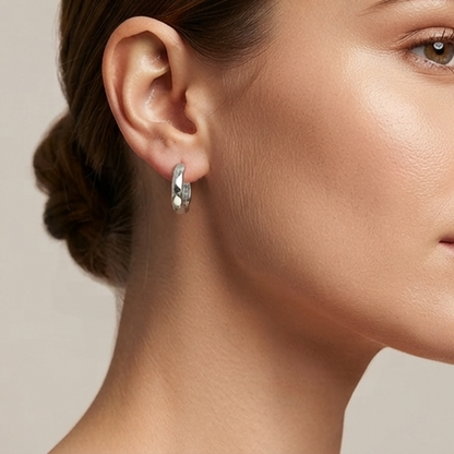 DIVYORO FACET CUT MINIMALIST SILVER EARRING