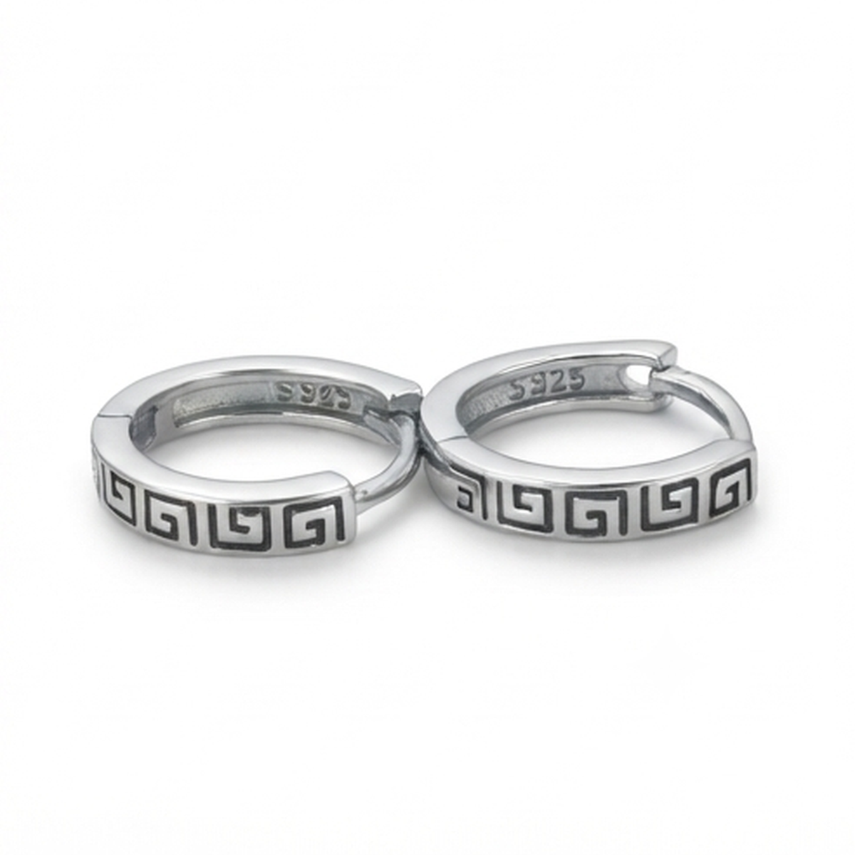 DIVYORO GREEK KEY SILVER EARRING