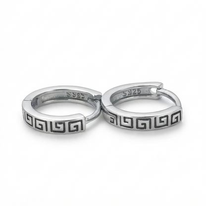DIVYORO GREEK KEY SILVER EARRING