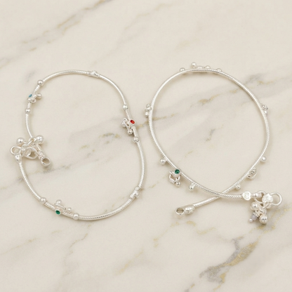 DIVYORO MULTIGEMSTONE CHARMING SILVER ANKLET