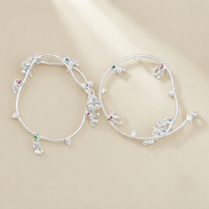 DIVYORO BEADED STONE ACCENTED SILVER ANKLET