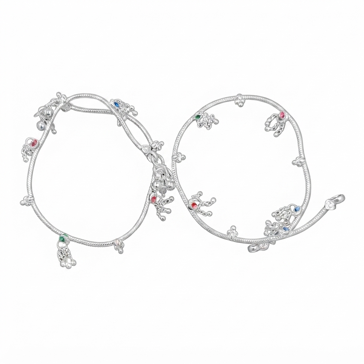 DIVYORO BEADED STONE ACCENTED SILVER ANKLET