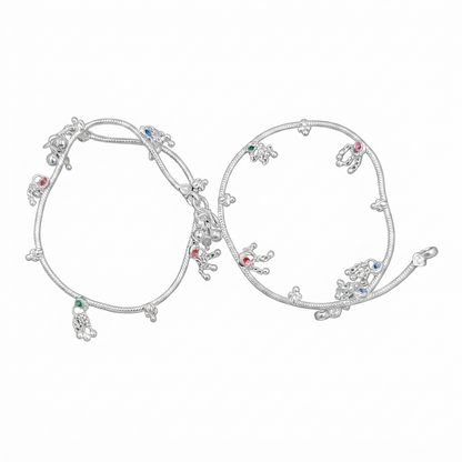 DIVYORO BEADED STONE ACCENTED SILVER ANKLET