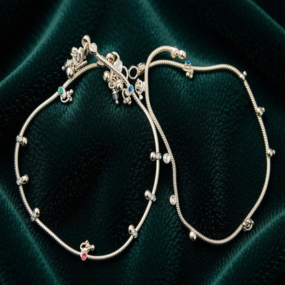DIVYORO CHARM EMBELLISHED SILVER ANKLET