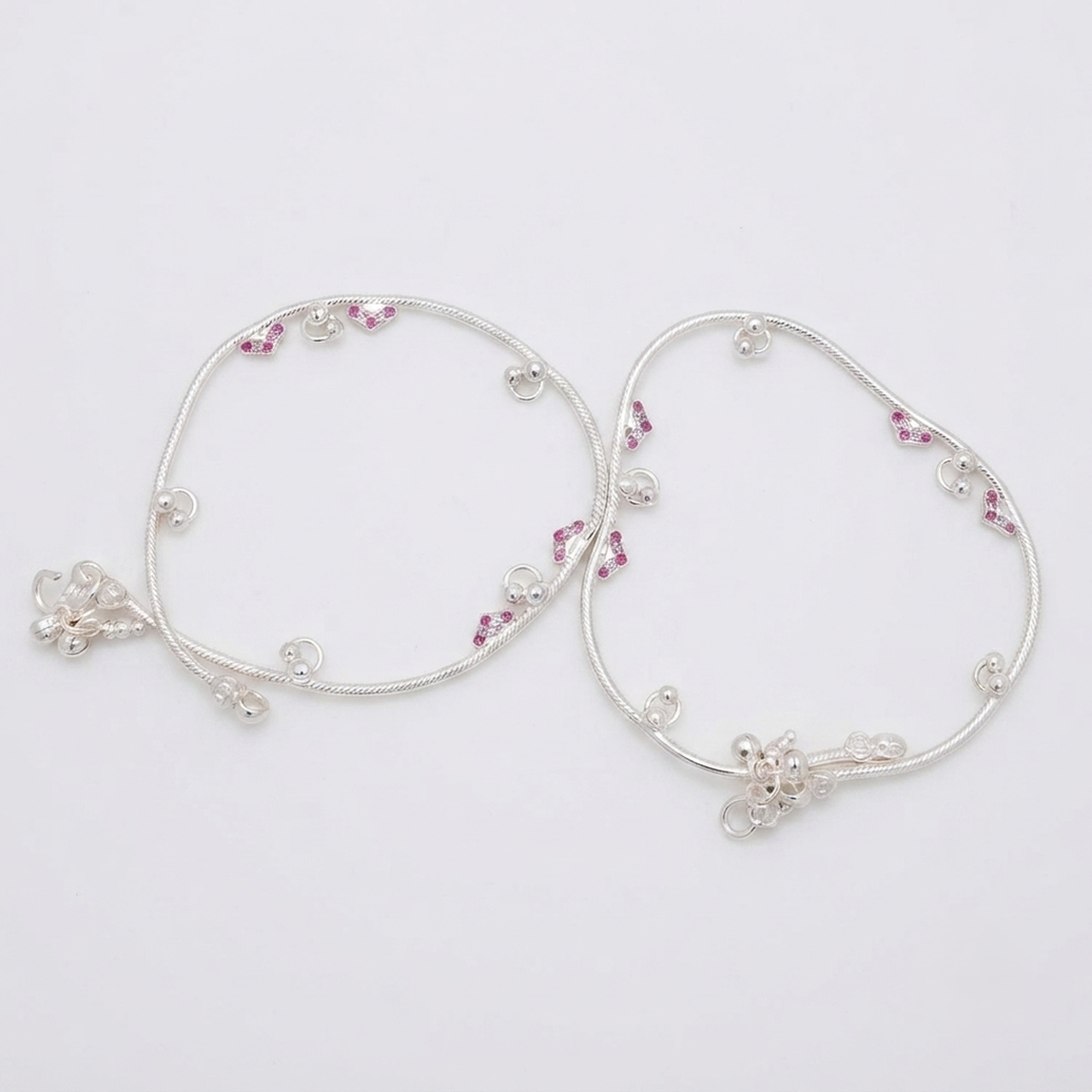 DIVYORO RUBY HEART CHARM STERLING ANKLET