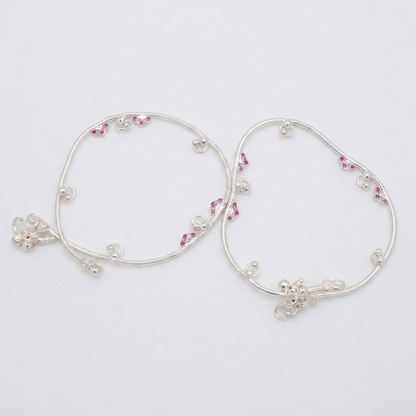 DIVYORO RUBY HEART CHARM STERLING ANKLET