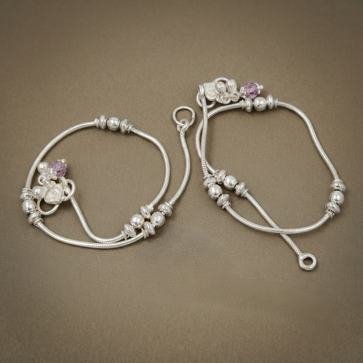 DIVYORO LAVENDER CRYSTAL CHARM STERLING ANKLET