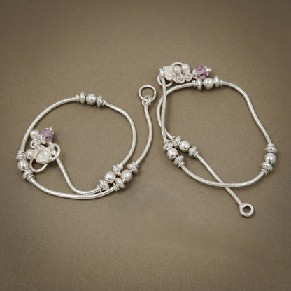DIVYORO LAVENDER CRYSTAL CHARM STERLING ANKLET