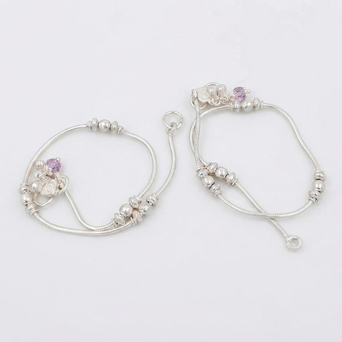 DIVYORO LAVENDER CRYSTAL CHARM STERLING ANKLET