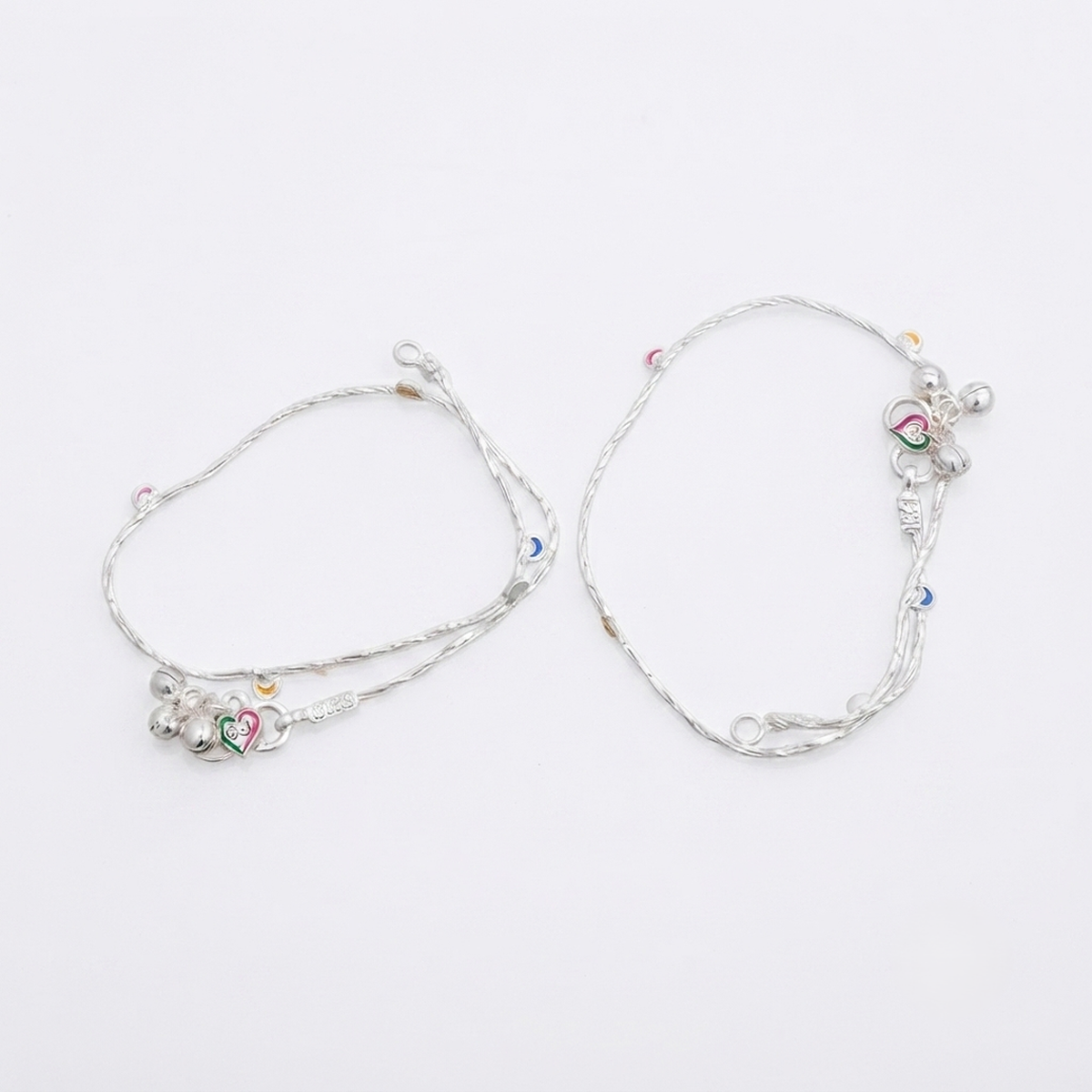 DIVYORO MULTI COLOR ENAMEL HEART STERLING ANKLET