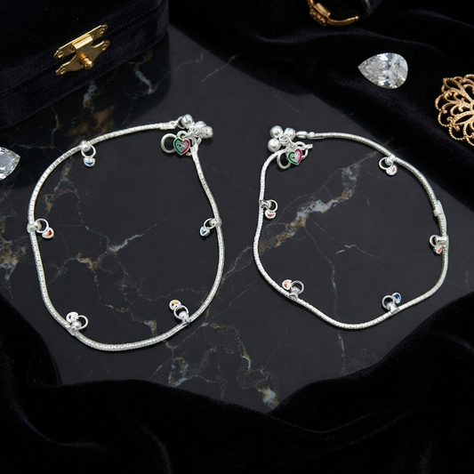 DIVYORO ENAMEL CHARM LINK STERLING ANKLET