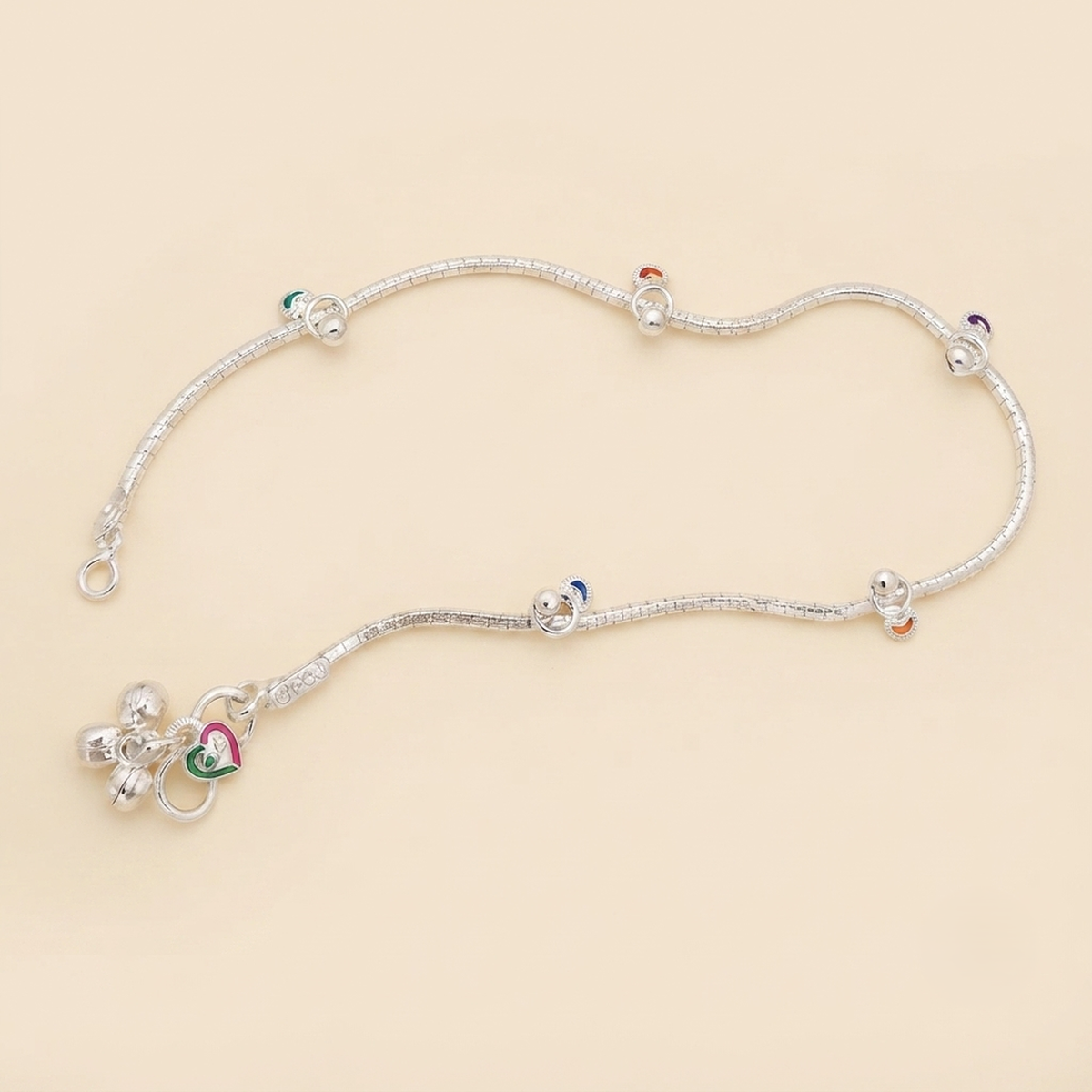 DIVYORO ENAMEL CHARM LINK STERLING ANKLET
