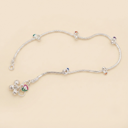 DIVYORO ENAMEL CHARM LINK STERLING ANKLET