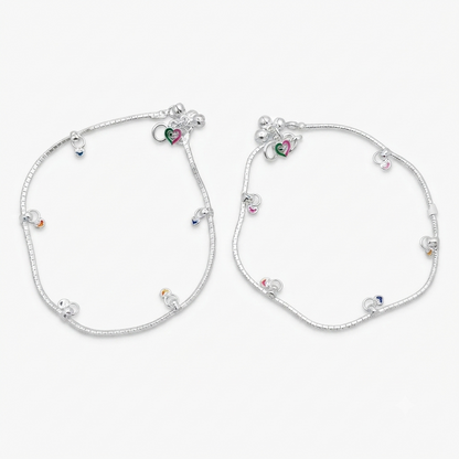DIVYORO ENAMEL CHARM LINK STERLING ANKLET