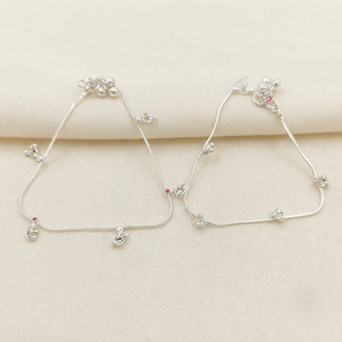 DIVYORO DELICATE BEADED SILVER ANKLET