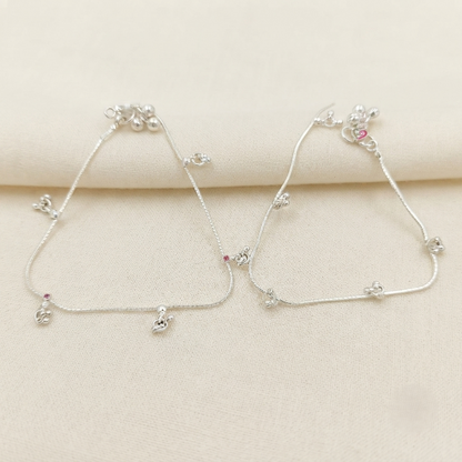 DIVYORO DELICATE BEADED SILVER ANKLET