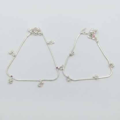 DIVYORO DELICATE BEADED SILVER ANKLET