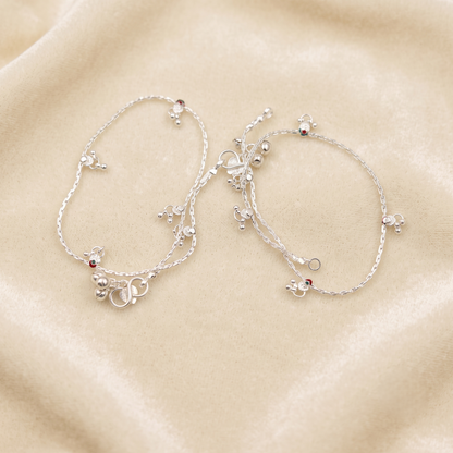 DIVYORO DELICATE HEART CLUSTER SILVER PAYAL