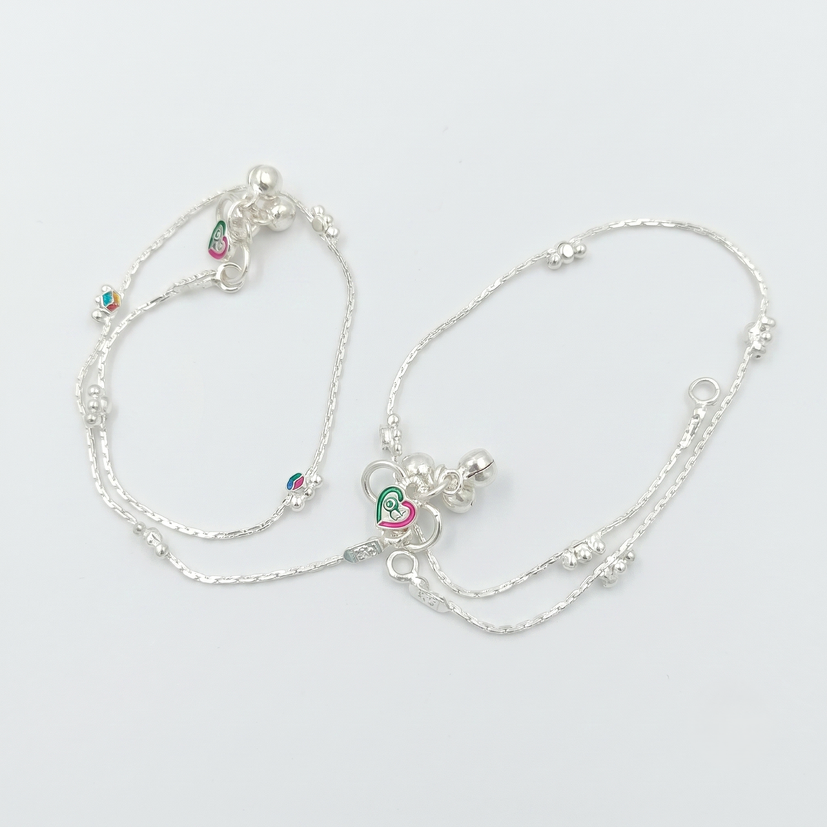DIVYORO TRI CLUSTER SILVER ANKLET