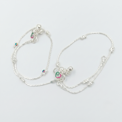 DIVYORO TRI CLUSTER SILVER ANKLET