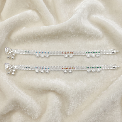 DIVYORO SAPTARANG CARVED SILVER ANKLET