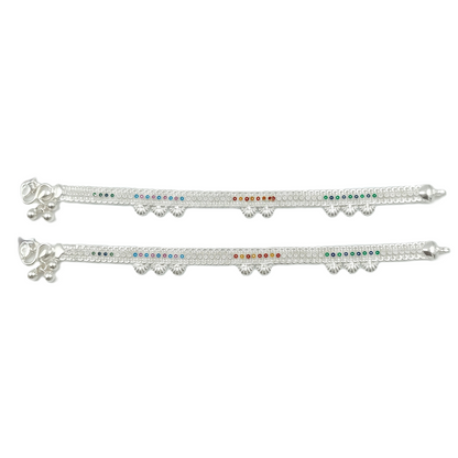 DIVYORO SAPTARANG CARVED SILVER ANKLET