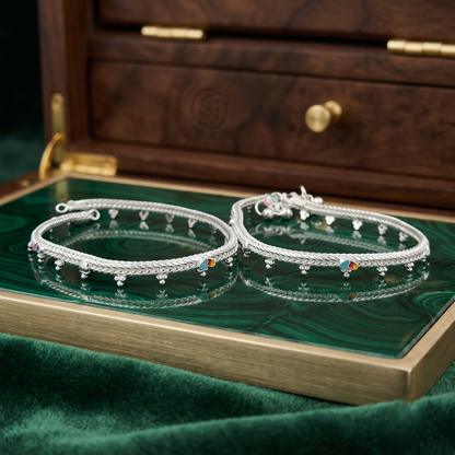 DIVYORO V LINK RAINBOW SILVER ANKLET