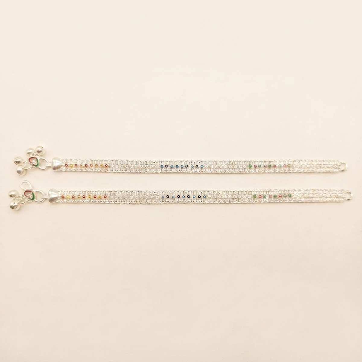 DIVYORO RANGRASIYA MULTICOLOR SILVER ANKLET