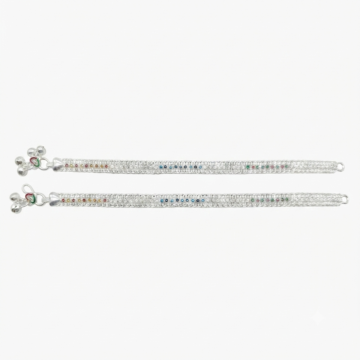DIVYORO RANGRASIYA MULTICOLOR SILVER ANKLET