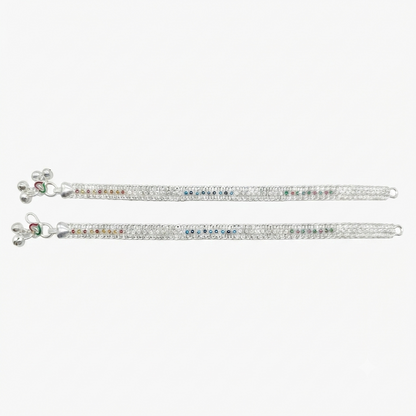 DIVYORO RANGRASIYA MULTICOLOR SILVER ANKLET