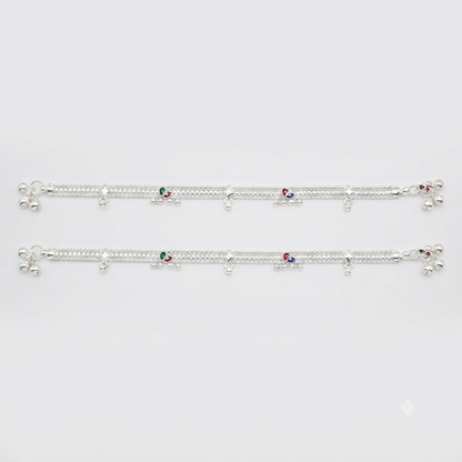 DIVYORO TRADITIONAL GHUNGROO SILVER ANKLET