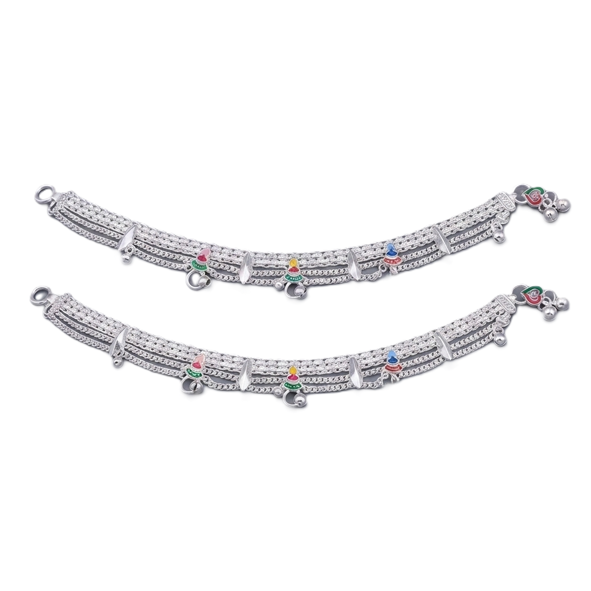 DIVYORO TRADITIONAL MULTI CHAIN SILVER PAYAL
