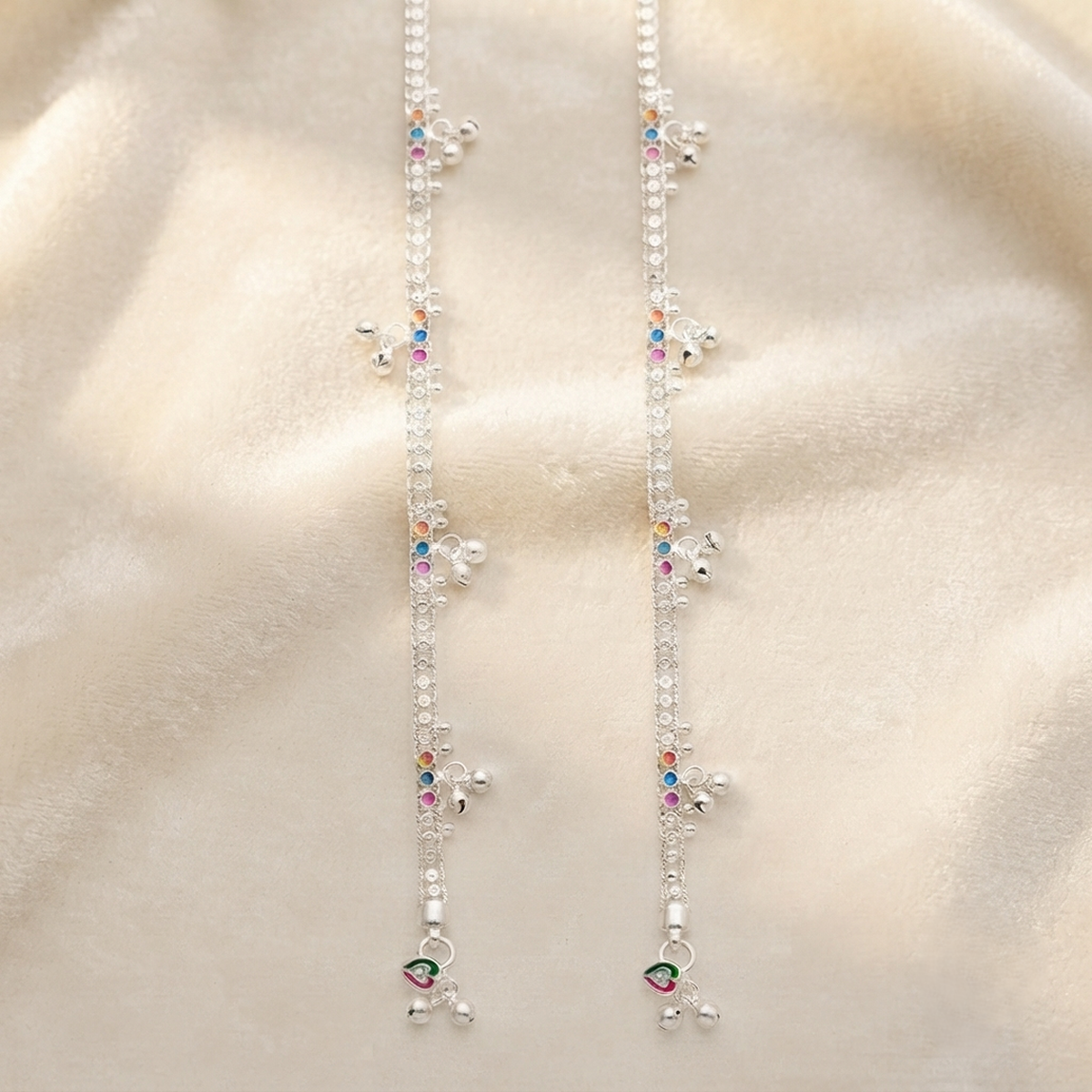 DIVYORO CLASSIC COLORFUL CHARM SILVER ANKLET