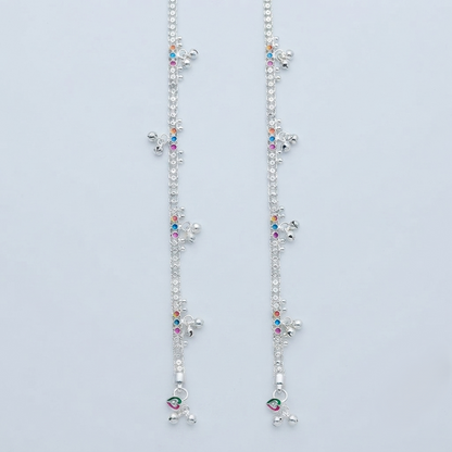 DIVYORO CLASSIC COLORFUL CHARM SILVER ANKLET