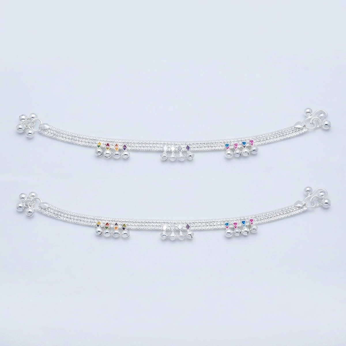 DIVYORO ETHNIC GEOMETRIC DROP SILVER PAYAL