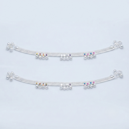 DIVYORO ETHNIC GEOMETRIC DROP SILVER PAYAL