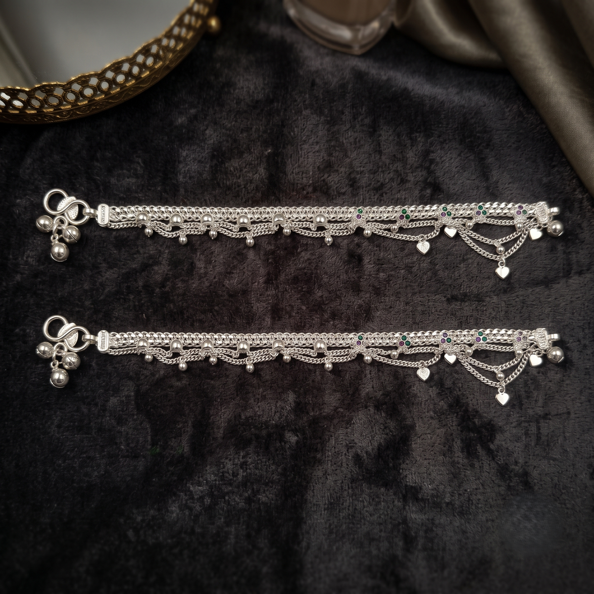 DIVYORO ELEGANT DROP CHAIN SILVER ANKLET