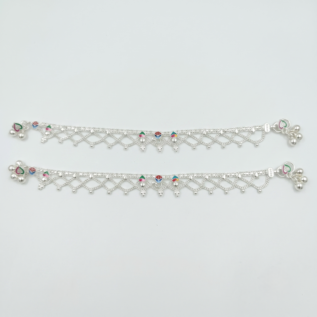 DIVYORO JHAROKHA ENAMEL SILVER ANKLET
