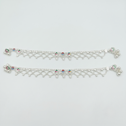 DIVYORO JHAROKHA ENAMEL SILVER ANKLET