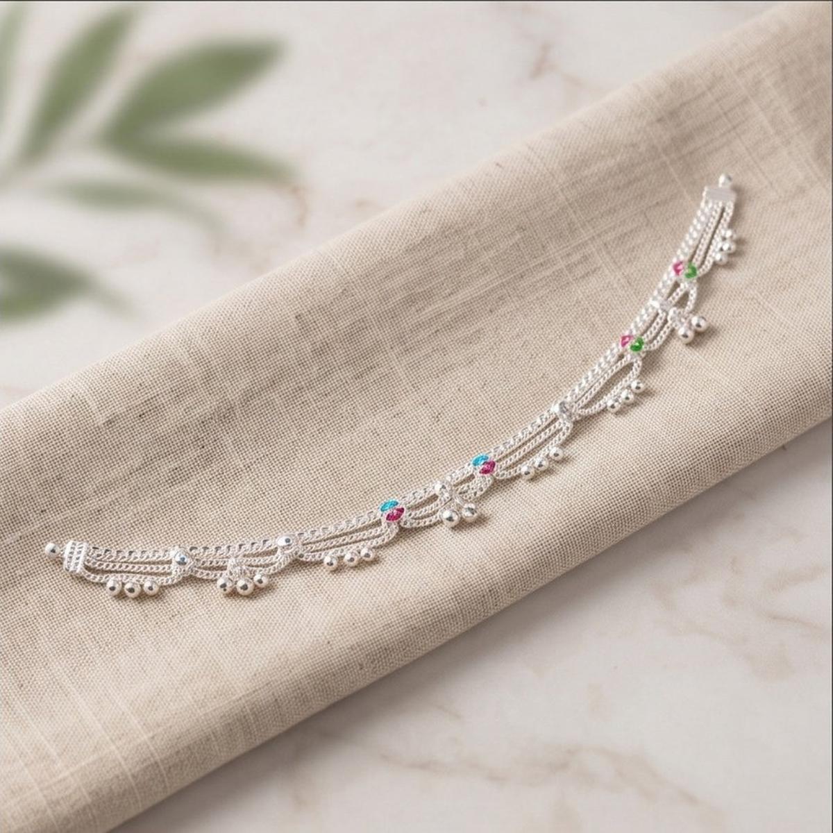 DIVYORO STERLING SILVER MULTI LAYER PAYAL